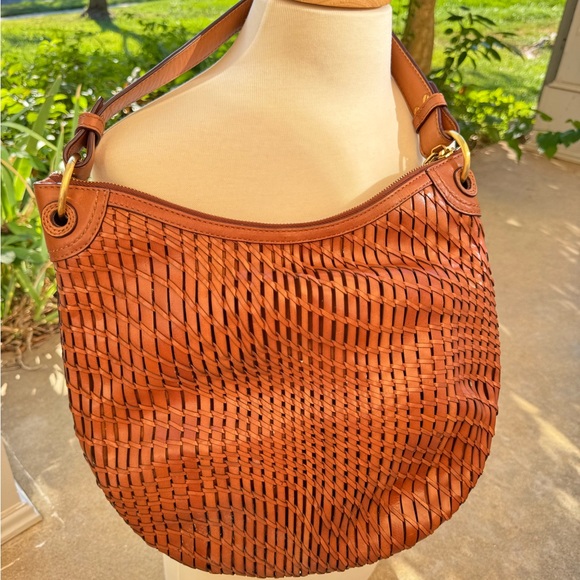 Cole Haan Tan Woven Leather Shoulder Bag - Picture 1 of 3